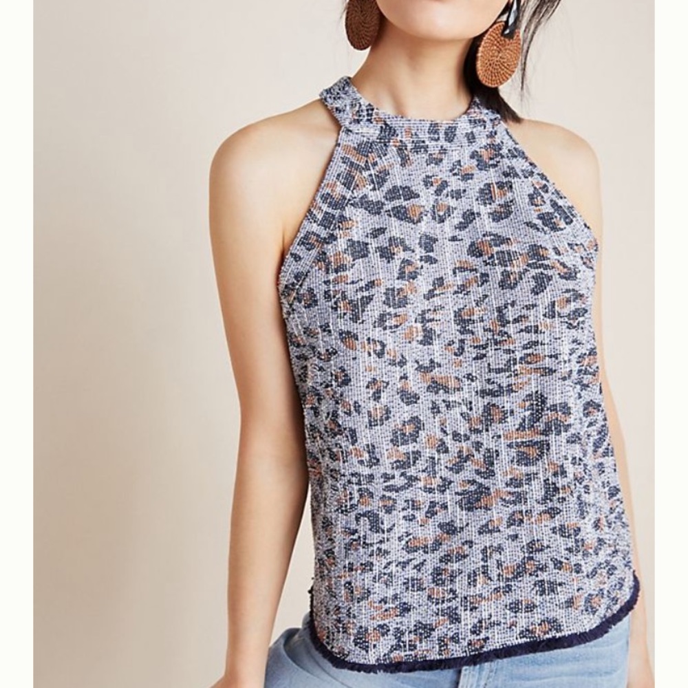 Anthropologie Cary Leopard Sleeveless Halter Top S